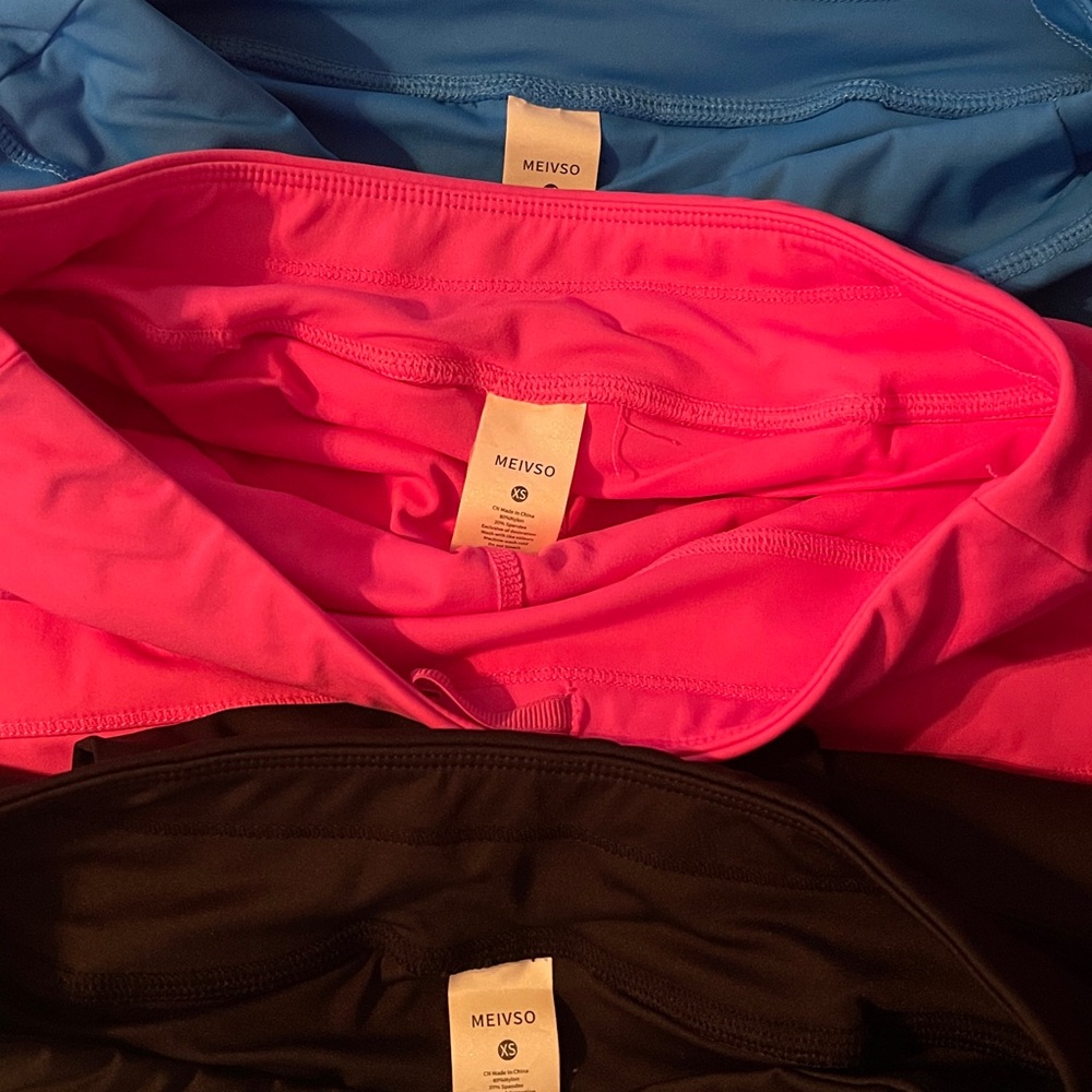 Bundle of three Vibrant Pink, Blue, and Black Layered Tennis skorts-never worn - Picture 5 of 6